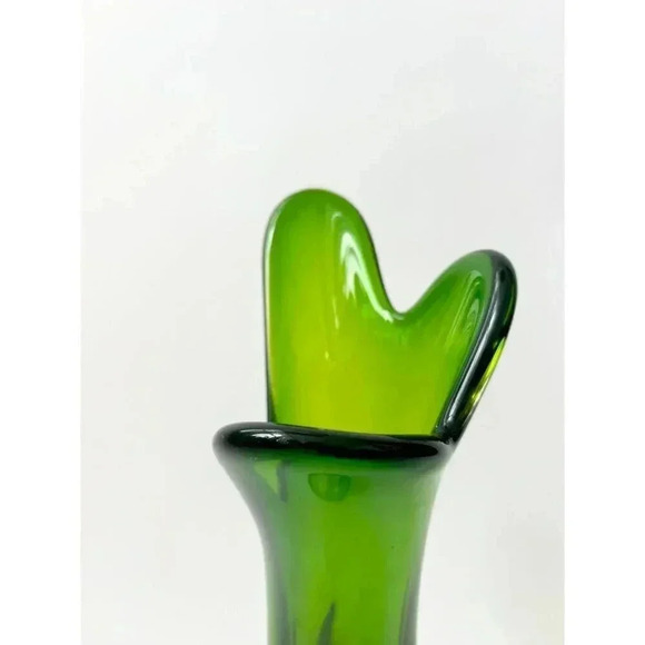 Midcentury Vintage Murano Italian Green & Orange Pulled Stretch Flavio Vase - Picture 3 of 4